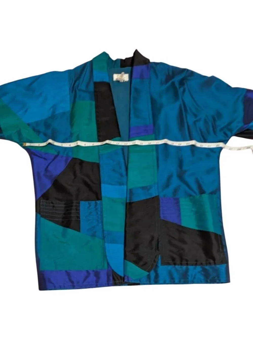 Wearable Art Jacket Thai Silk Patchwork Kimono Boho Lagenlook Oversized Medium - Picture 10 of 10